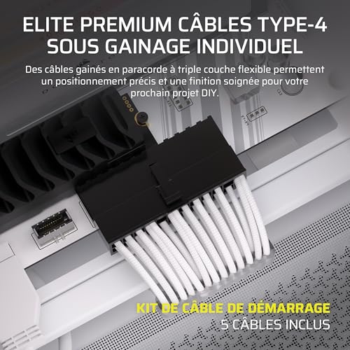 Kit de Démarrage Câbles PSU Corsair Type 4 Elite Premium Blanc avec Peignes Profil Bas - 2