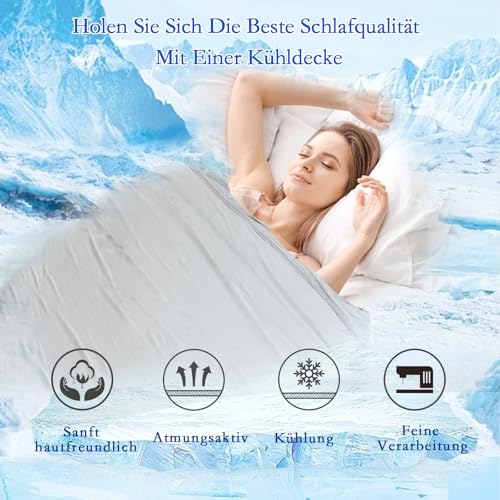 JINGTOPS Kühldecke Sommerdecke, 2 in1 Kühldecke Bett,Selbstkühlende Decke 200X150cm Eisseide Kalte Decke Kühlende Küldecken Cool Blanket Bettdecke Kühlend für Sommer Heißen (Einfarbig 200x150)