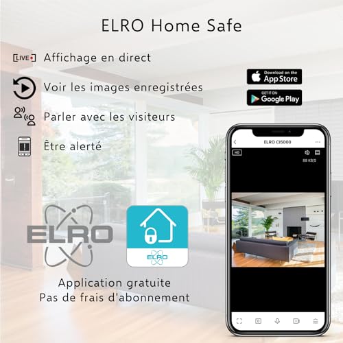 ELRO CI5000 Indoor WiFi IP Security Camera with Motion Sensor and Night Vision Full HD 1080P Security Camera with Siren – Image 6