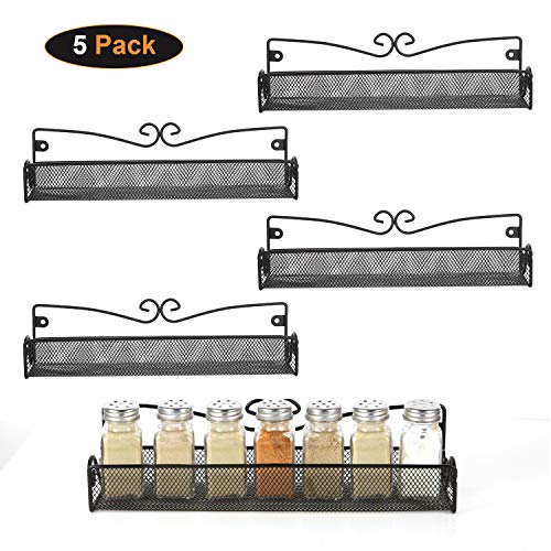 5 Pack Wall Mount Spice Rack Organizer for Cabinet Door Pantry Hanging Spice