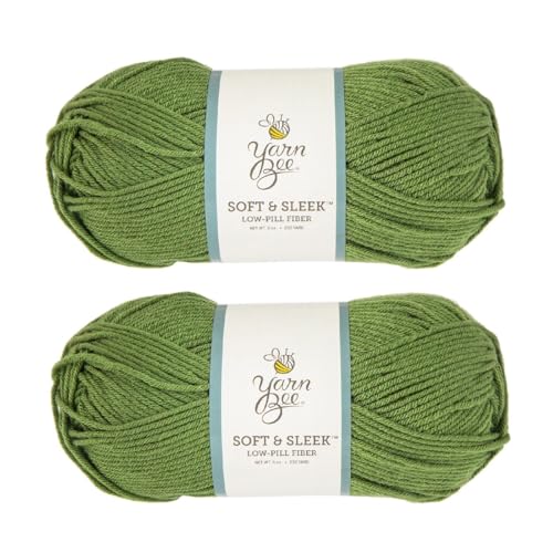 Image of Hobby Lobby Yarn Bee Soft & Sleek Yarn, 305 Kale, Set of 2 | 4 Medium Weight, 100% Low Pill Acrylic, 232 Yards Per Skein