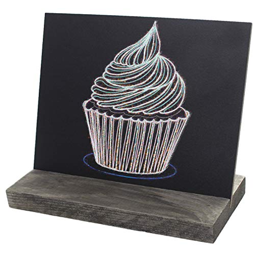 5 X 6 Inch Mini Tabletop Chalkboard Signs With Rustic Style Wood Base Stands, Set Of 4，Include 3 Chalks #TOP2