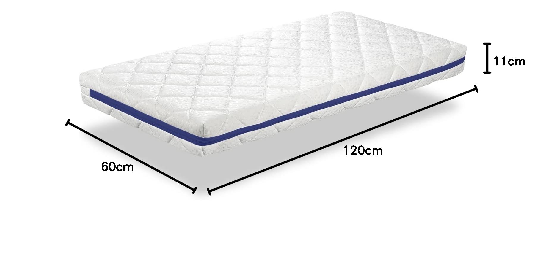 Materasso per culla lettino in schiuma 60X120 HERMES, Alto 11 CM, traspirante e sfoderabile. Fermezza ideale per i bambini