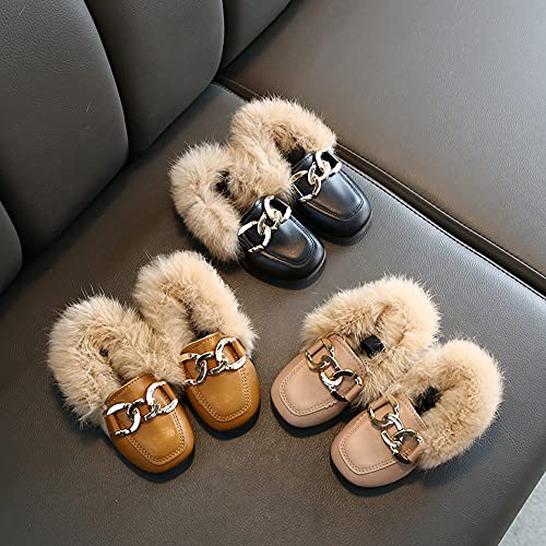Toddler Little Kids Dress Shoes Velour with Fur Girls Boys Loafers Leather Warm Daily Walking Dress Flats Moccasin Boat Shoes for Girls4