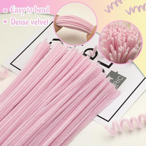 Image of Pipe Cleaners Craft, Pipe Cleaners Chenille Stem Fuzzy Sticks Craft Supplies for flowers making, Home DIY (Light Pink, 200pc)