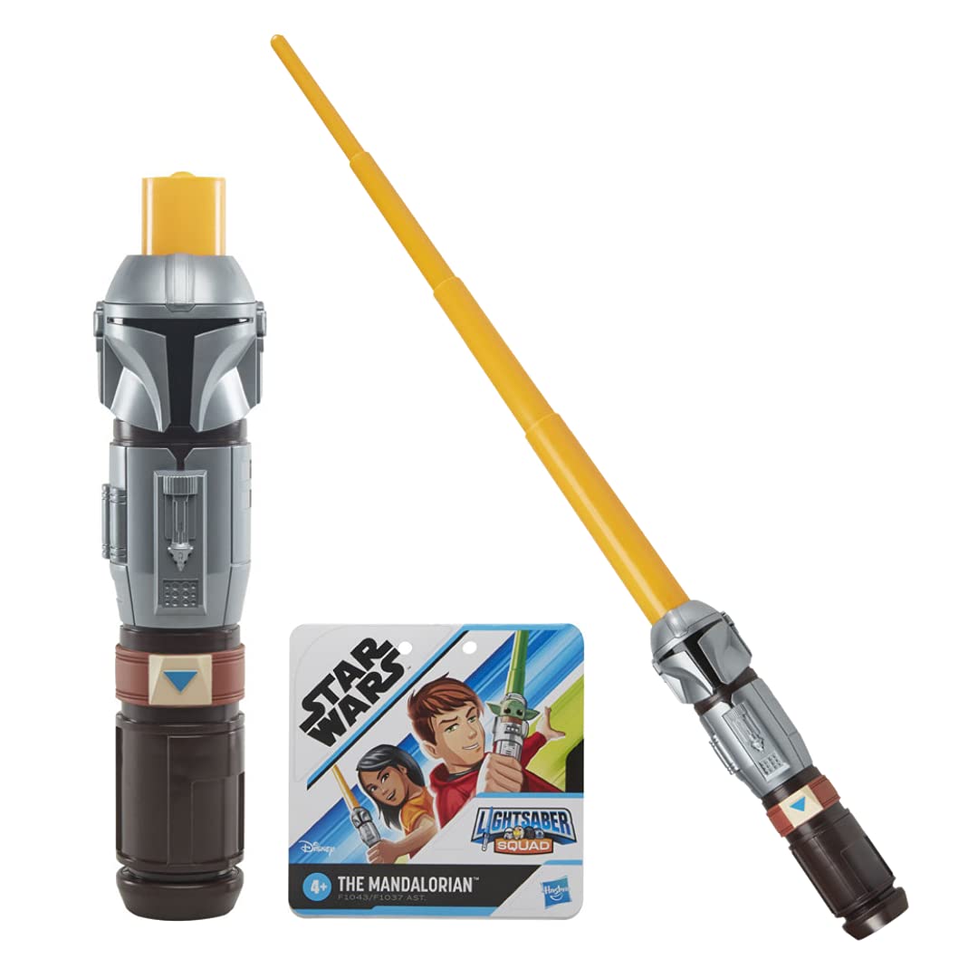 Star WarsLightsaber Squad The Mandalorian Extendable Orange Lightsaber Roleplay Toy for Children Aged 4 and Up