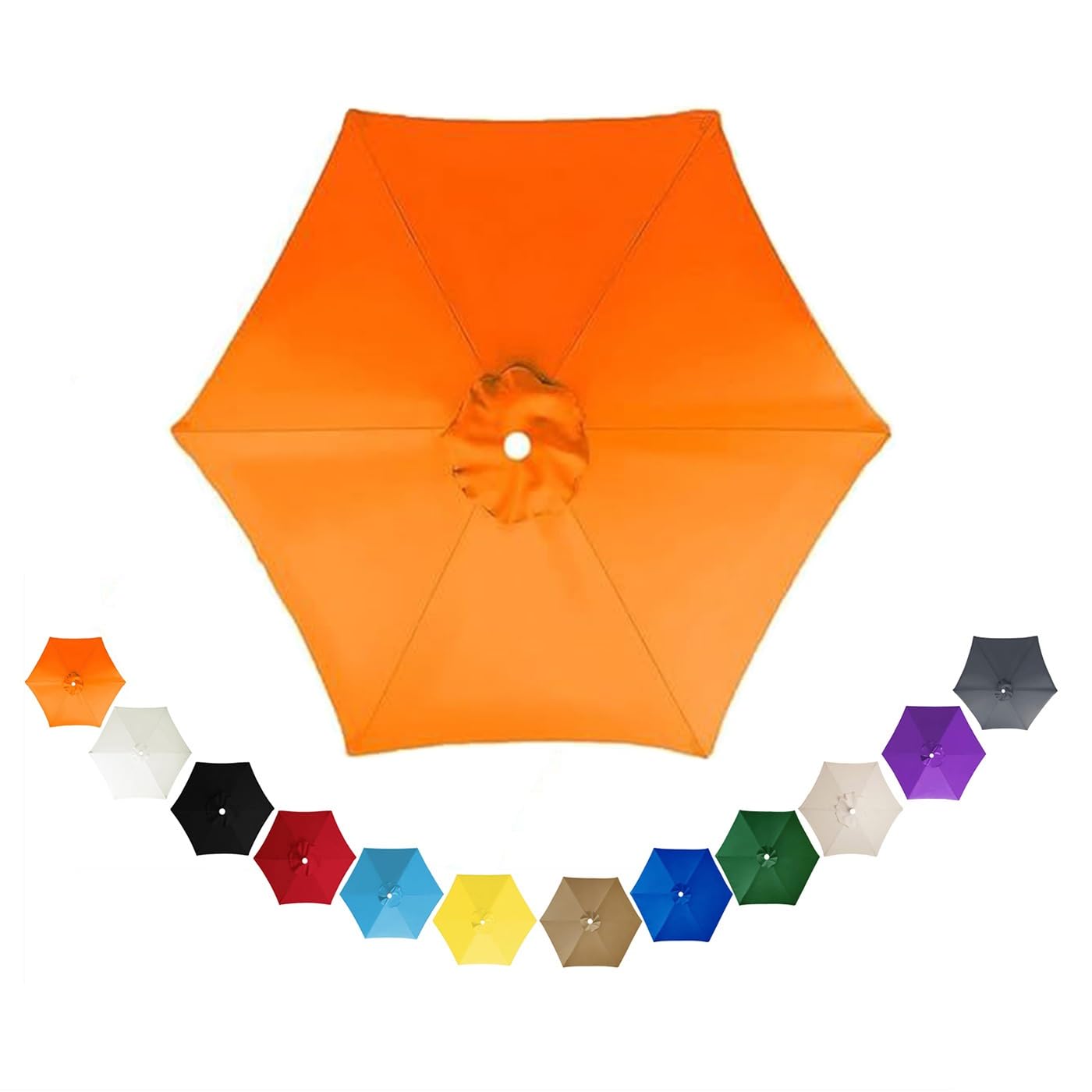 CWCQGH Beige Replacement Parasol Canopy 2.0m/3.0m/3.5m - Waterproof Breathable 6-Rib Umbrella Fabric for Sunshade & Patio Umbrella - Canopy Material,Orange-2.7m/6-Ribs