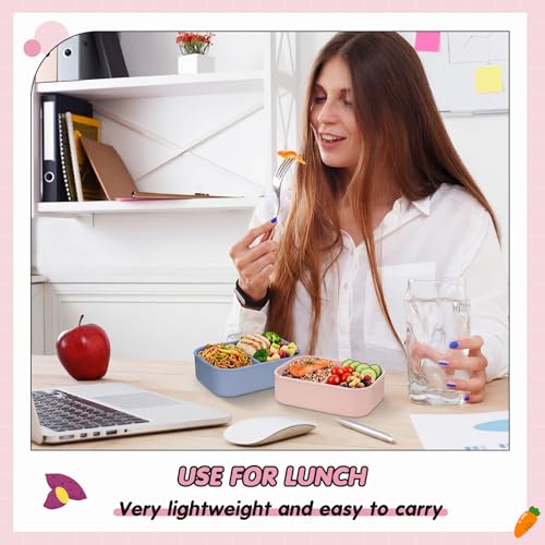 Image of Layhit 6 Pcs Silicone Bento Box for Adults, 27 oz Bento Lunch Container Reusable Food Container for Women Men, Leak Proof Microwave Dishwasher Freezer Safe (3 Compartments,Morandi Colors)