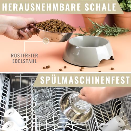 ne&no® Futternapf 2er Set für Welpen und mittelgroße Hunde [Gr. M / 350 ml] Hundenapf rutschfest | Trinknapf Katze | Dog Bowl (M, Taupe)