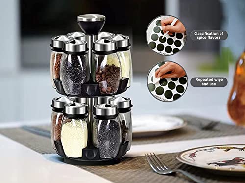 Revolving Spice Rack Organizer Countertop, Spinning Spice Storage Rack Tower Organizer with 12 Empty Jars, Rotating Spice Holder Shelf Seasoning Rack Shelf, Spice Seasoning Bottle Organizer - Image 4