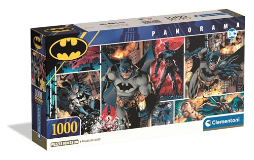 Clementoni - Puzzle pour Adultes 1000 Pièces, Panorama Batman Compact Box, DC Comics, Fabriqué en Italie, 39500