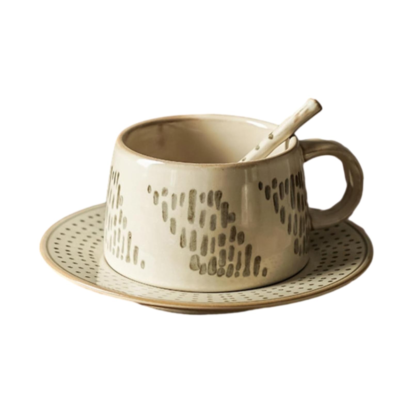 CAPIJIONG 240ml Stripe Ceramic Coffee Mug - Gold Horse Design, Thick Rim, Microwave & Dishwasher Safe - View #7