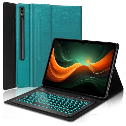 Image of for Samsung Galaxy Tab S10 Ultra /S9 Ultra /S8 Ultra Keyboard Case 14.6 inch, 7-Color Backlit, Smart Magnetic Detachable Bluetooth Keyboard, Slim Protective Folio Case with S Pen Holder, Auto Sleep /Wake