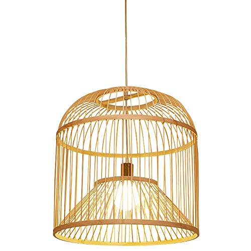 Lampe en bambou tressé main 32x32cm pour déco de salon chic