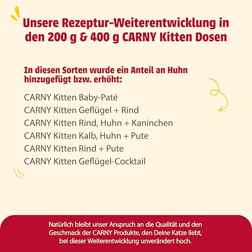 animonda Carny Kitten Variation für Katzenkinder (12 x 200 g), Kitten Nassfutter für wachsende Kätzchen, Katzenfutter ohne Getreide und Zucker, Katzennassfutter mit 100 % frischen Zutaten