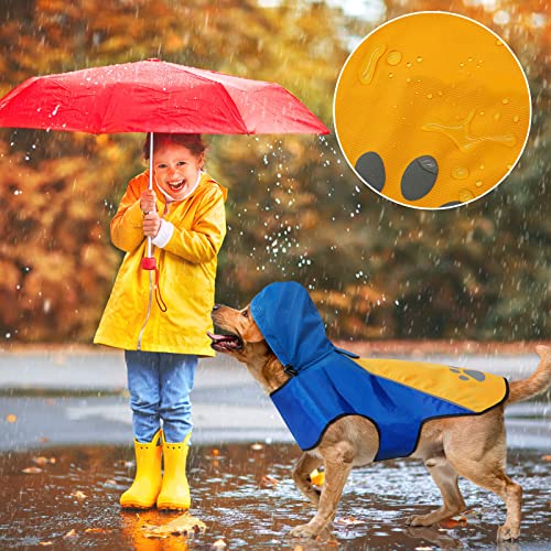 Flashseen Dog Raincoat Lightweight Waterproof Large Pet Dog Rain Jacket With Strip Reflective & Leash Hole Winter Dog Vest Warm Rain Coats Safety For Dogs And Puppies(Blue-Orange, X-Large) #TOP2
