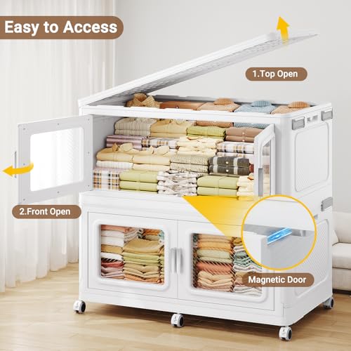 Image of BROVIEW 600 Qt Extra Large Stackable Storage Bin with Lids, 4 Pack White