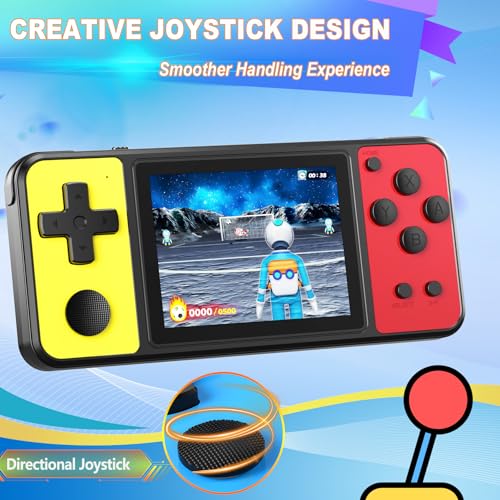 Image of 32 Bit Handheld Games for Kids Built-in 139 Retro Video Games,3.0 inch IPS Screen Rechargeable Portable Arcade Gaming Player,Electronic Travel Toys for Boys Girls Birthday Yellow-Red