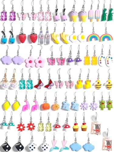 40 Pairs Cute Earring Collection: Cute, Funky, and Weird Earrings for Women and Teens