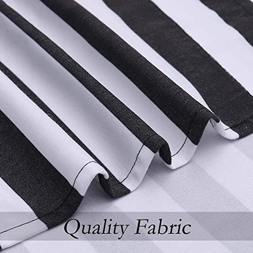 Black And White Striped Kitchen Valances For Window, Curtain Drapes For Bathroom, Bedroom, Living Room, Decorative Window Treatment With Rod Pocket Panels, 56" X 15" #TOP2