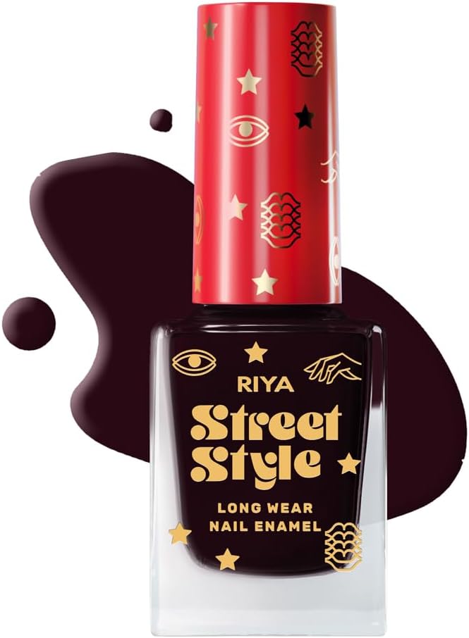 Street StyleLong Wear, Quick Drying, Glossy Finish, 7-Free Formula, Nail Enamel, 100% Vegan & Cruelty Free, Shade SS 135, Dark Glamour, 12 ML