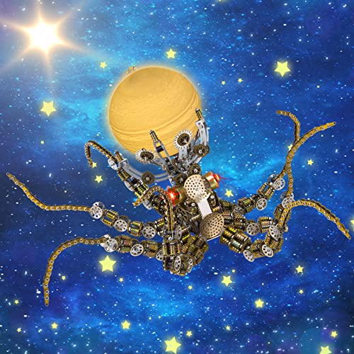 Metalowa łamigłówka 3D, mechaniczny mechaniczny zestaw do ośmiornicy w modelu z 3 kolorami lampy, układanki 3D dla dorosłych i nastolatków, ornament (2400pcs+)