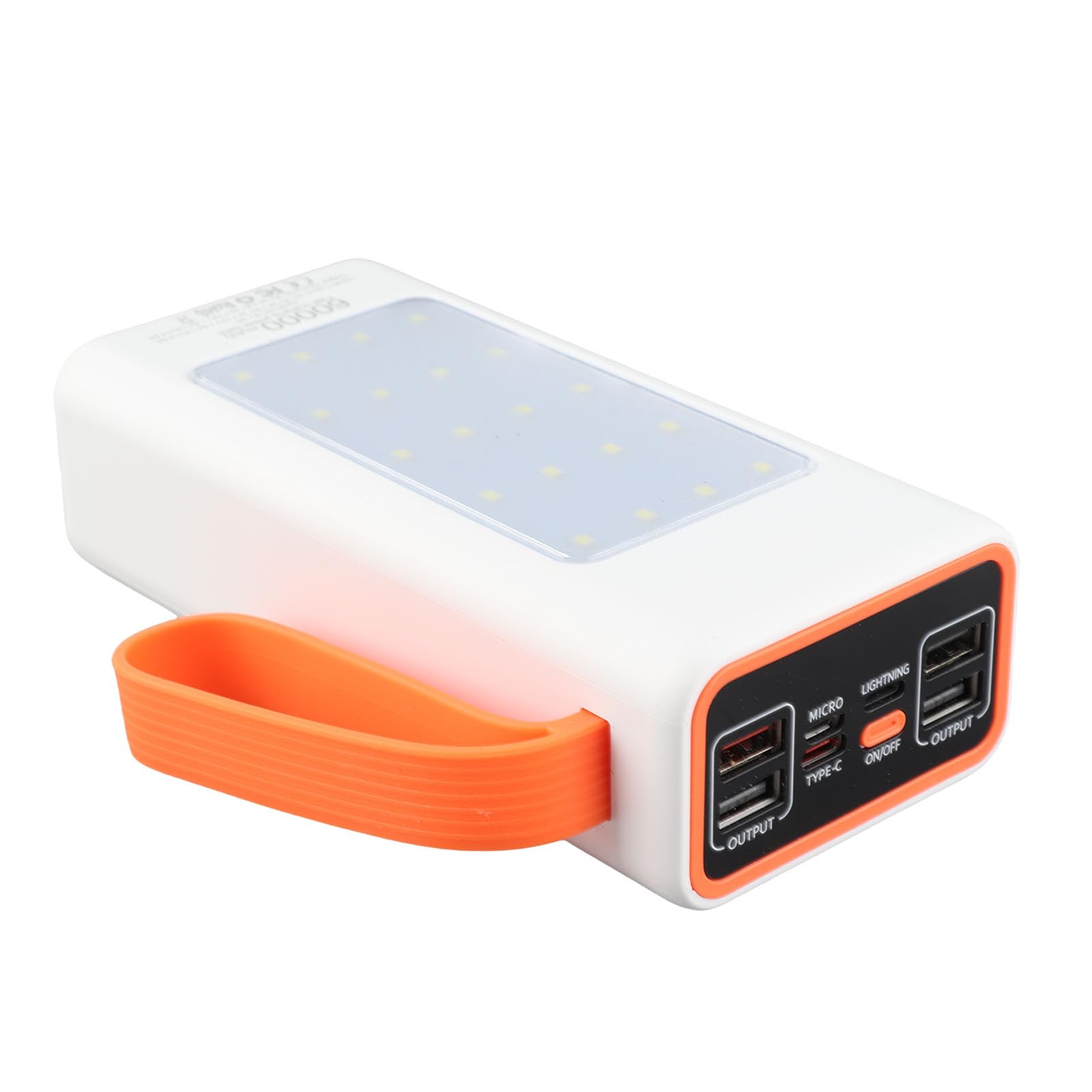 Cuifati Caricatore Portatile a Ricarica Rapida Power Bank da 60000 MAh QC4.0 Batteria Ad Alta capacità con Luce a LED per Alimentatore di Emergenza da Viaggio all'aperto da Campeggio (WHITE)