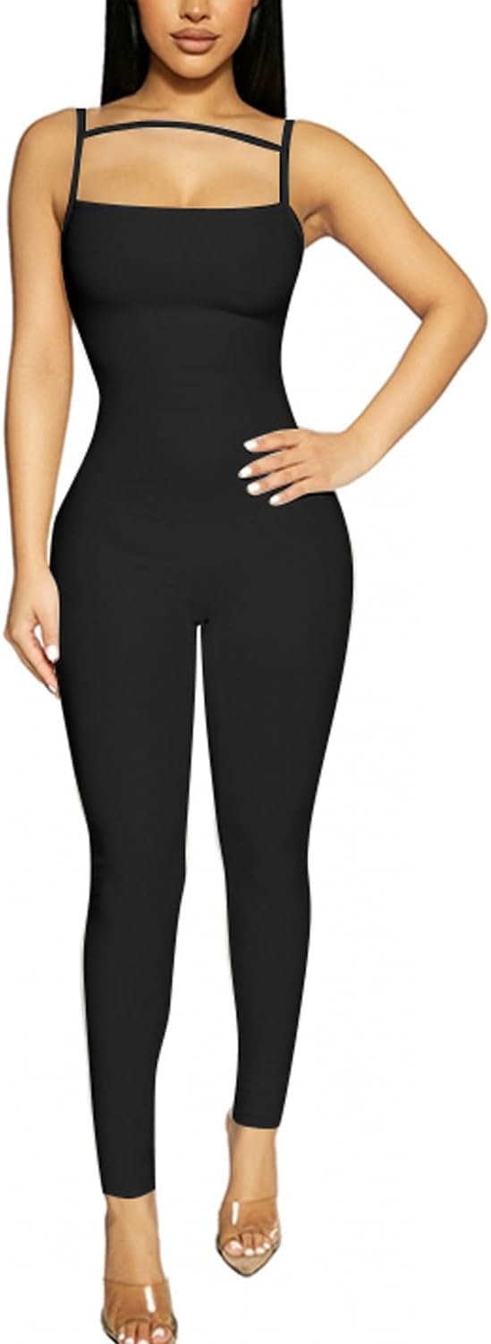 Women Spaghetti Strap Bodycon Tank One Piece Jumpsuits Rompers Playsuit - Image 4