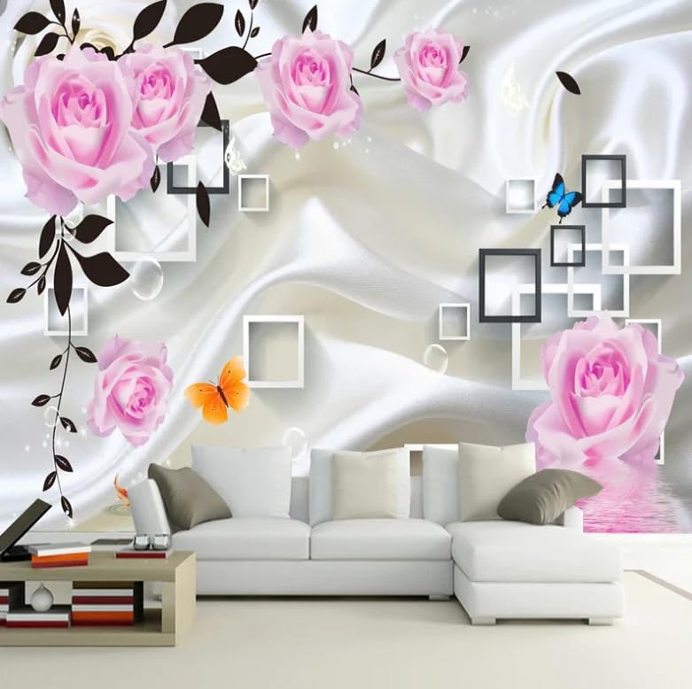 Papier peint photo en tissu 3D rose 150x105cm pour moderniser un mur de chambre uni