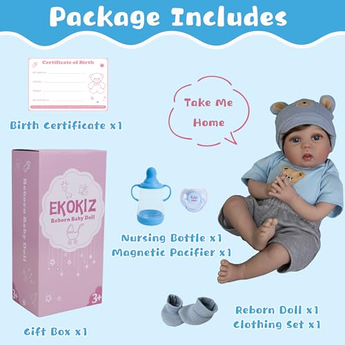 Muñeca Reborn Bebé Realista EKOKIZ 22 Pulgadas miniatura 6