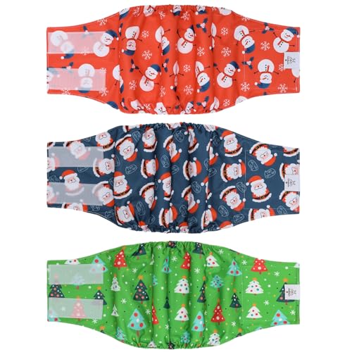 Image of CuteBone Dog Diapers Male Belly Bands 3 Pack for Male Dogs Reusable Puppy Wraps