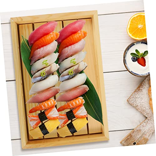 Plato de sushi de madera estilo japonés miniatura 4