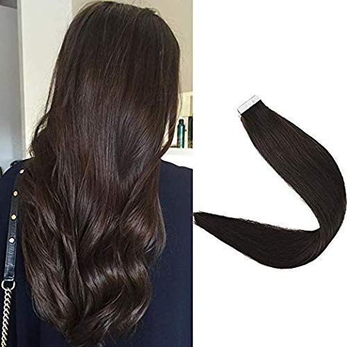[PROMOTION]Full Shine 18 inch Skin Weft Tape in Hair Extensions Virgin Hair Full Cuticle Salon Quality Extensions Color #2 Dark Brown 2g Per Piece 40 Tape in Real Human Hair Extensions Straight