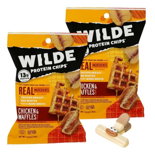 Wilde Protein Chips 2 Pack Wilde Snacks Chips Protein & Waffle Protein Snacks for Adults Healthy Chips and Keto Chips Protein Snack Alternative to Popcorners Masa Chips Kale Chips with Plastic a Random Item