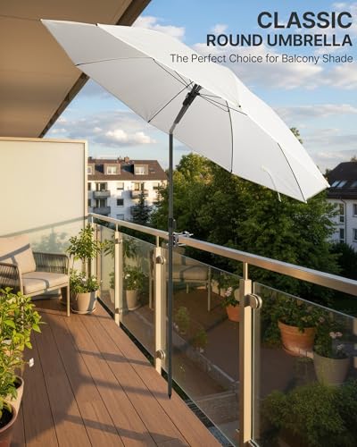 4smile Sonnenschirm Balkon Ø 160 cm SunnyJoy, Beige - UPF 50+ Strandschirm, sicherer Sonnenschirm Strand, Strandschirm windfest stabil - Sonnenschirm mit Schutzhülle 2