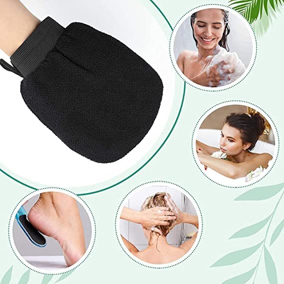 AP & ZP Bath Gloves Exfoliating Gloves For Dead Skin Bath Scrub Glove Body Whitening Body Exfoliator Mitt (Black) 4
