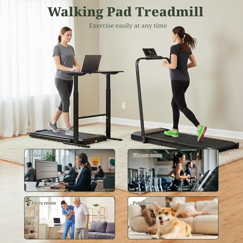 Image of Walking Pad Treadmill, 3 in 1 Portable Under Desk Treadmills for Home Small Space, Quiet Compact Folding Treadmill with Remote Control, 320 LBS Capacity