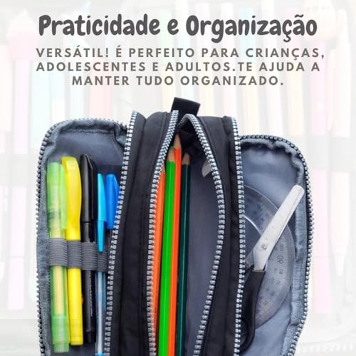 S´TYD Shop ´Till You Drop Estojo Escolar Box, Grande, com 3 Compartimentos e 14 Elásticos, Feminino,