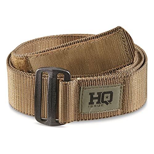 HQ ISSUE US Made Men’s Tactical Belt 1.75” Military-Style Nylon Webbing Belts for Casual Coyote MEDIUM