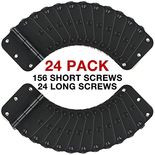 Image of 24 Pack Matte Black Door Hinges 3.5 x 3.5 Inch Interior 3 1 /2 Inch Door Hinges for Doors Rounded 5 /8 inch Radius Corners Flat Iron Hinge 3 inchx 3 inch Door Hardware Bisagras para Puertas Bedroom Home Decor