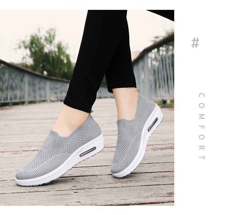 Image of carl vinson Women's Spring Thick-Soled Slip-On Shoes - Breathable, Comfortable, Height-Increasing Sneakers
