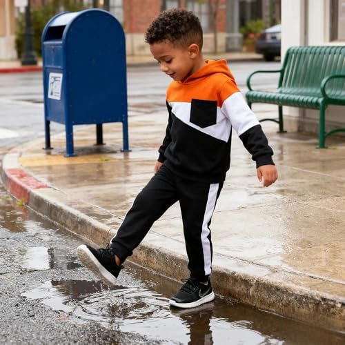 Image of 2-6T Toddler Baby Boy Clothes Color Blocking Hoodies + Pants Fall Winter Outfits