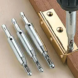 Conjunto de brocas de dobradiça autocentralizante de aço de alta velocidade, haste hexagonal HSS, posicionamento de precisão para marcenaria de janela de porta, prata