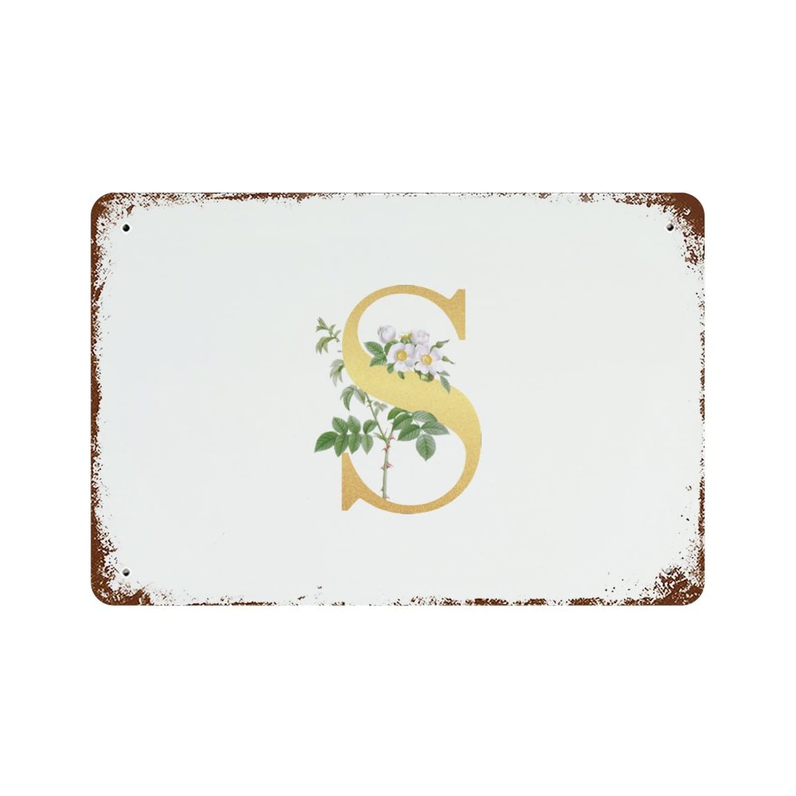 Panneau en métal lettre S doré de qualité supérieure style rustique