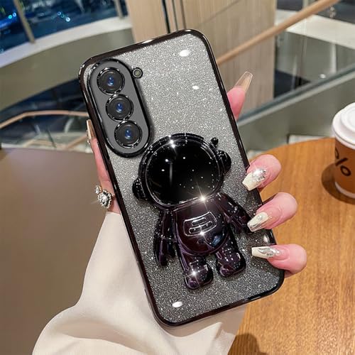 Coque Samsung S25 avec support astronaute pliable noir et protection objectif photo Roemary