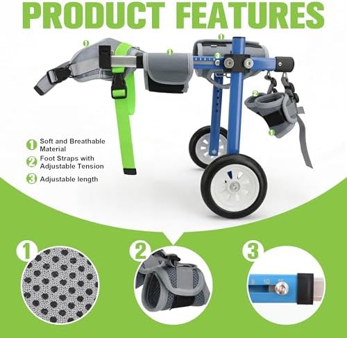 LetPetRun Lightweight Dog Wheelchair for Back Legs,Adjustable Mobility Cart - 3