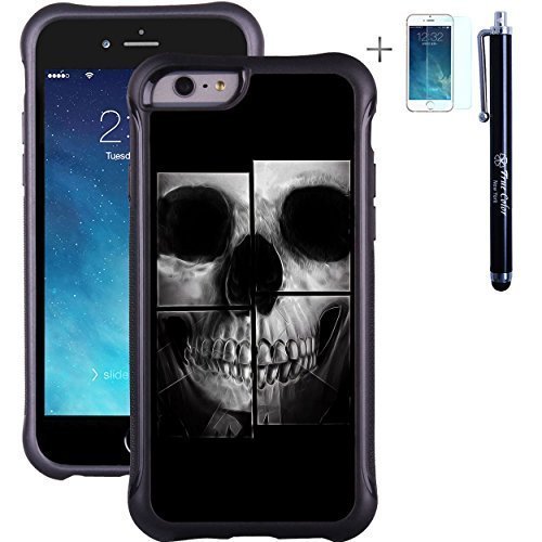 iPhone 6 6s Case, True Color® Skull X-Ray Emboss Printed Impact Resistant TPU Protective Anti-slip Grip Snap-On Soft Rugged Cover Skin [True Impact Series] +FREE Stylus and Screen Protector