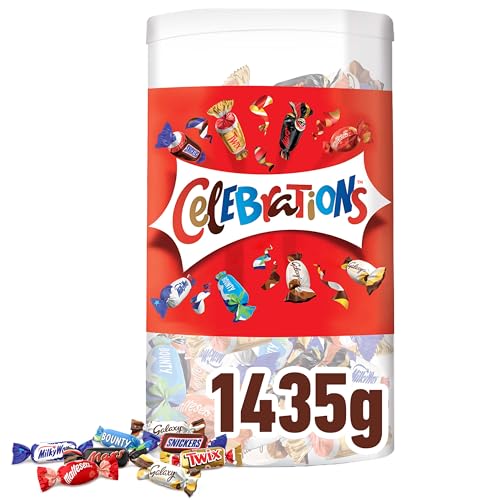 CELEBRATIONS - Coffret Chocolat de Noel à Partager de 1,435kg - Assortiment de Mini Chocolats au Lait - Coffret Chocolat - Boite Cadeau - SNICKERS, TWIX, MARS,...
