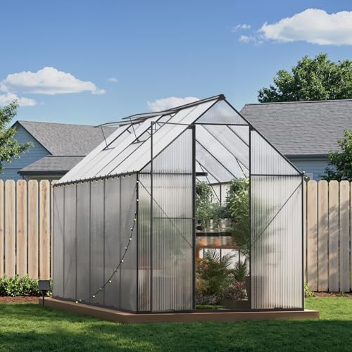 6x12 ft Greenhouse with Roof Vent, Aluminum Frame
