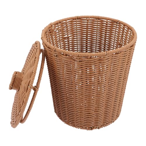 POPETPOP Cesta Tapa para Ropa y Basura Pequeña, Cesta Multifuncional de Plástico para Almacenamiento en Baño y Dormitorio, Diseño Ligero y Funcional